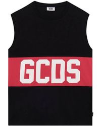 Gcds - Tops ,Zwart ,Katoen Band Logo Mouwloos T-Shirt - Lyst