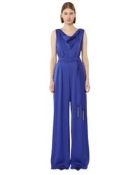 Max Mara - Jumpsuits & Playsuits ,Blauw ,Polyester Jumpsuit Met Ceintuur En Kimono Mouwen - Lyst