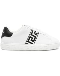 Versace - Weiß schwarz kalbsleder sneaker - Lyst