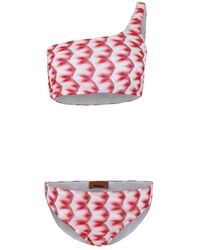Missoni - Badmode ,Veelkleurig ,Bikini Met Één Schouderband En Chevron-Patroon - Lyst