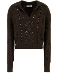 Des Phemmes - Kabel Gebreide Polo Sweater Met Lange Mouwen - Lyst