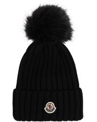 Moncler - Accessoires ,Zwart ,Wol Wool Beanie - Lyst