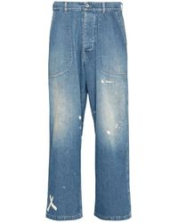 Maison Margiela - Jeans anchos con salpicaduras de pintura azul - Lyst