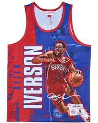Mitchell & Ness - Fitness ,Veelkleurig ,Polyester Nba Burst Mesh Tank Top - Lyst