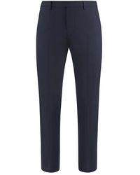 PT Torino - Broeken ,Blauw ,Wol Stijlvolle Wollen Broek Met Achterzakken - Lyst