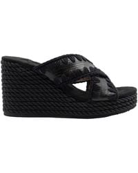 Mou - Schoenen ,Zwart ,Wig Sandalen Voor Vrouwen Stof Touw - Lyst