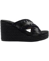 Mou - Schoenen ,Zwart ,Wig Sandalen Voor Vrouwen Stof Touw - Lyst