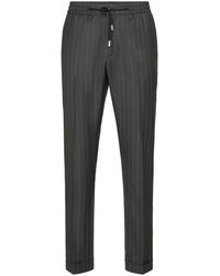 Philipp Plein - Broeken ,Grijs ,Wol Wollen Joggingbroek Met Krijtstreep - Lyst
