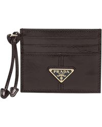 Prada - Accessoires ,Bruin ,Leer Portacarte Kaarthouder - Lyst