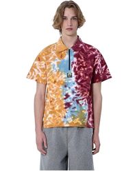 Brain Dead - Tops ,Veelkleurig ,Katoen Zip-Collar Tie-Dye Polo Shirt - Lyst