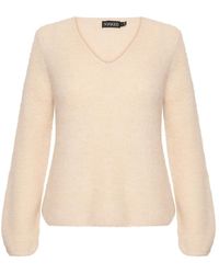 Soaked In Luxury - Weicher V-Ausschnitt Pullover Mit Puffärmeln - Lyst