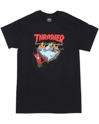 Thrasher - Tops ,Zwart ,Katoen Zwarte Neckface T-Shirt Met Voorkant Print - Lyst