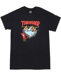 Thrasher - Tops ,Zwart ,Katoen Zwarte Neckface T-Shirt Met Voorkant Print - Lyst