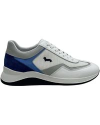 Harmont & Blaine - Harmontblaine sneakers da uomo bianca in pelle con inserti azzurri e blu - Lyst