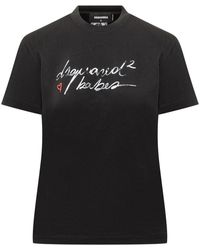 DSquared² - Tops ,Zwart ,Katoen Wash Just Right Fit Babes T-Shirt - Lyst