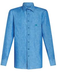 Etro - Overhemden ,Blauw ,Heldere Blauwe Regular Fit Overhemd - Lyst