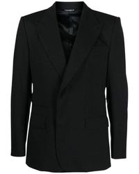 Dolce & Gabbana - Zwarte Wollen Blazer Met Peak Revers - Lyst