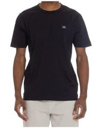 C.P. Company - Blaues baumwoll-logo-t-shirt gerader saum - Lyst