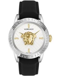 Versace - V-code restyling palazzo orologio nero argento - Lyst