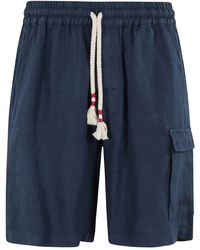 Mc2 Saint Barth - Blaue Leinen-Cargo-Bermuda-Shorts - Lyst