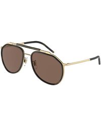 Dolce & Gabbana - Madison sonnenbrille - gold-brauner metallrahmen - Lyst