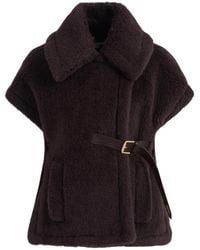 Max Mara - Jassen ,Bruin ,Wol Newabavo Cape - Lyst
