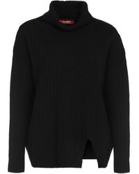 Max Mara - Truien & Vesten ,Zwart ,Wol Geribbelde Gebreide Wol Kasjmier Trui - Lyst