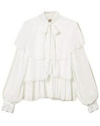 Twinset - Gerüschte Georgette-Bluse Mit Spitzen-Details - Lyst