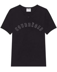 Courreges - Tops ,Zwart ,Katoen Medusa Contrast T-Shirt - Lyst