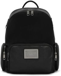 Dolce & Gabbana - Logo-plaque schwarzer leder-rucksack,stilvoller und praktischer rucksack - Lyst