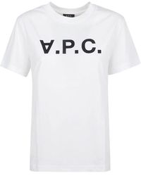 A.P.C. - Tops ,Wit ,Katoen Katoenen T-Shirt Met Logo - Lyst