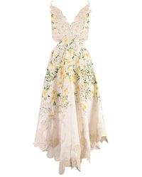 Zimmermann - Vestido de lino floral con detalles de corte - Lyst