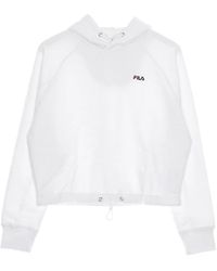 Fila - Hoodies & Sweatvesten ,Wit ,Katoen Witte Cropped Hoodie Met Koord - Lyst
