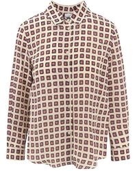 Aspesi - Zijden Blouse Met Geometrische Print - Lyst