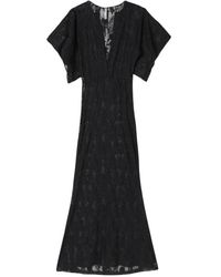 Elisabetta Franchi - Schickes Schwarzes Midi-Kleid Mit Gürtel - Lyst