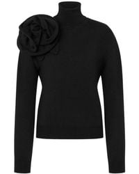 Moschino - Zwarte Rose Appliqué Trui - Lyst