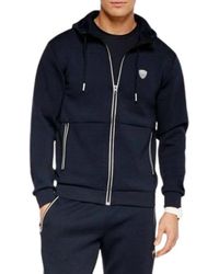 EA7 - Hoodies & Sweatvesten ,Blauw ,Polyester Premium Shield Stretch Hooded Sweatshirt Van Viscosemix - Lyst