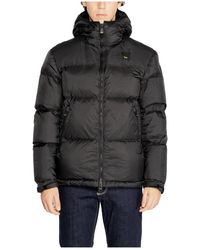 Blauer - Jassen ,Zwart ,Polyester Zwarte Hoodie Met Rits Voor Mannen - Lyst