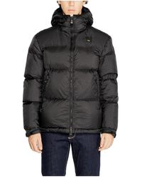 Blauer - Jassen ,Zwart ,Polyester Zwarte Hoodie Met Rits Voor Mannen - Lyst