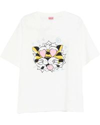 KENZO - Tops ,Wit ,Katoen Wild Tiger Oversized T-Shirt - Lyst
