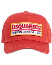 DSquared² - Accessoires ,Rood ,Katoen Patch Baseball Cap - Lyst