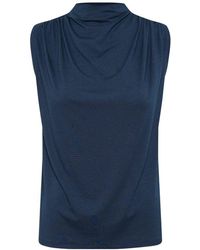 My Essential Wardrobe - Gedrapeptes Top Dunkles Saphirblau - Lyst