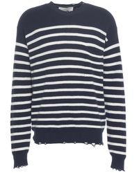 Amaranto - Gestreifter Strickpullover Blau Aw25 - Lyst