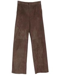 Antonelli - Broeken ,Bruin ,Leer Perlage Leren Broek - Lyst