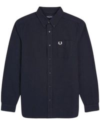 Fred Perry - Overhemden ,Blauw ,Katoen Gestreept Katoenen Shirt Met Lange Mouwen - Lyst