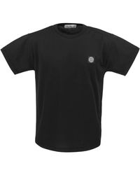 Stone Island - T-shirt slim fit in cotone con logo patch - Lyst