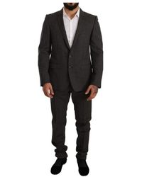 Dolce & Gabbana - Kostuums ,Zwart ,Wol Tweedelig Pak Van Zuiver Scheerwol - Lyst