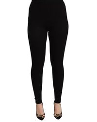 Dolce & Gabbana - Schwarze, Hoch Taillierte Stretch-Leggings - Lyst