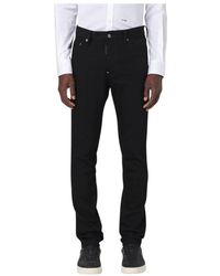 DSquared² - Jeans ,Zwart ,Denim Zwarte Slim Fit Distressed Denim Jeans - Lyst