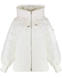 Pinko - Jassen ,Wit ,Leer Crusca Hooded Short Down Jacket - Lyst